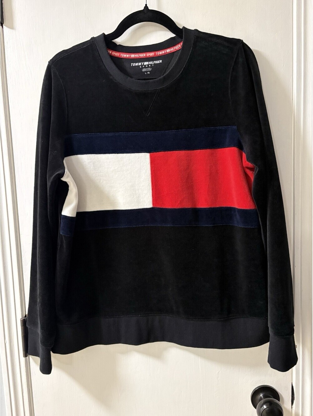 Tommy Hilfiger Sport Womens SWEATSHIRT SIZE LARGE red white blue Velvety